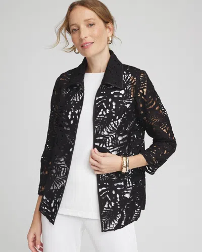 Chico's Wrinkle-free Travelers Leaves Lace Jacket In Black Size Large |  Travel Clothing