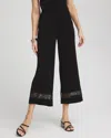 CHICO'S WRINKLE-FREE TRAVELERS MACRAME TRIM CROP IN BLACK SIZE 4/6 | CHICO'S TRAVEL CLOTHING