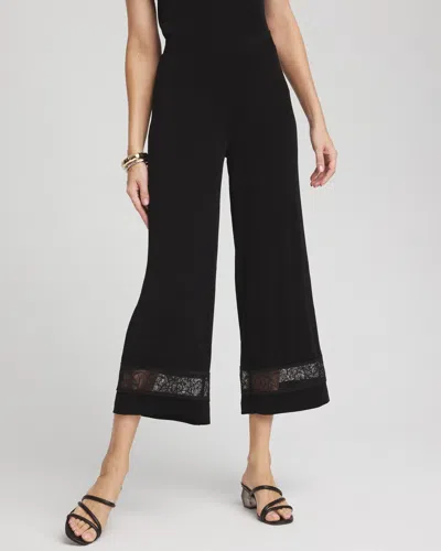 Chico's Wrinkle-free Travelers Macrame Trim Crops In Black Size 2p |  Travel Clothing
