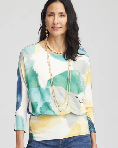 Chico's Touch Of Cool™ Watercolor Banded-hem Top In White Size 12/14 |  In Ecru
