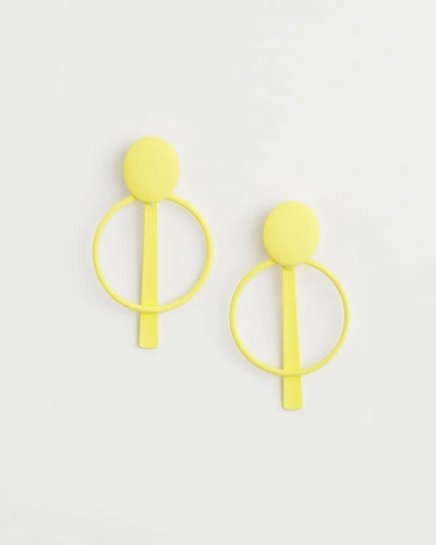 Chico's Yellow Clip-on Drop Hoop Earring |  In Soft Buttercup