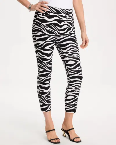 Chico's Zebra Brigitte Slim Pull-on Crop Pants In Black