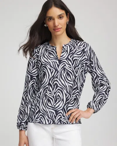 Chico's Zebra Waves Crinkle Top In Blue In Multi