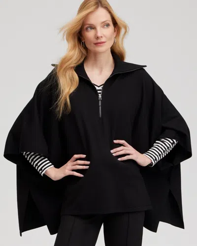 Chico's Scuba Ribbed Sweatshirt Top In Black Size 12/14 |  Zenergy