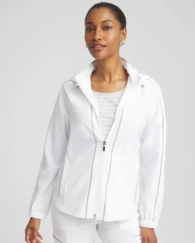 Chico's Zip-front Caviar Trim Jacket In White