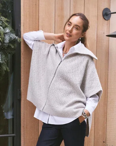 Chico's Zip-front Collared Ruana In Neutral