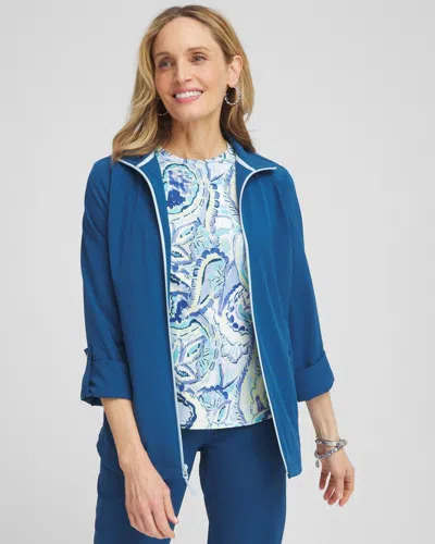 Chico's Zip-front Jacket In Seaport Size Xl |  Zenergy