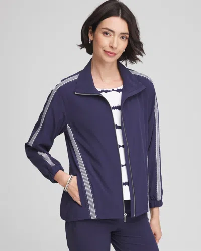 Chico's Zip-front Striped Jacket In Blue