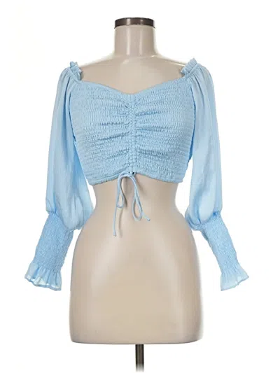 Pre-owned Chicways 3/4 Sleeve Blouse In Blue