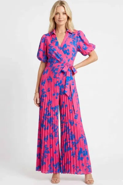 Chicways Pleated Wide-leg Jumpsuit In Rose In Pink