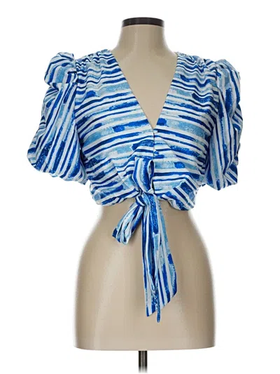 Pre-owned Chicways Short Sleeve Blouse In Blue