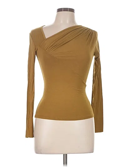 Pre-owned Chicwish Long Sleeve Top Gold One Shoulder Neckline Tops