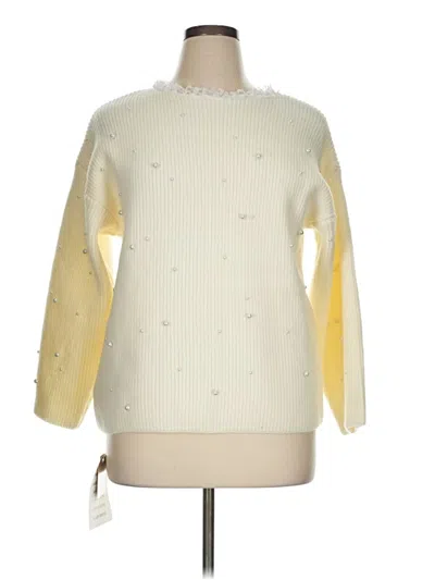 Pre-owned Chicwish Long Sleeve Top Ivory Crew Neck Tops
