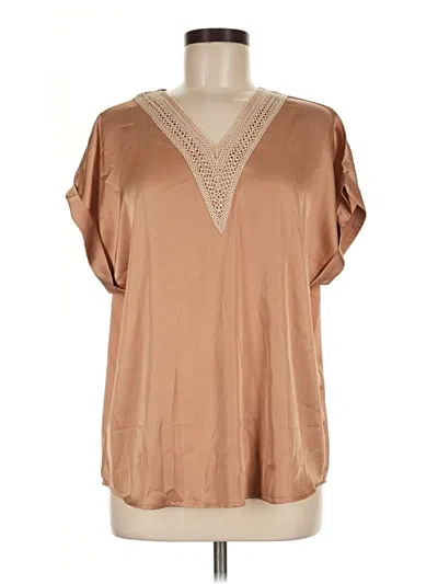 Pre-owned Chicwish Short Sleeve Blouse In Tan