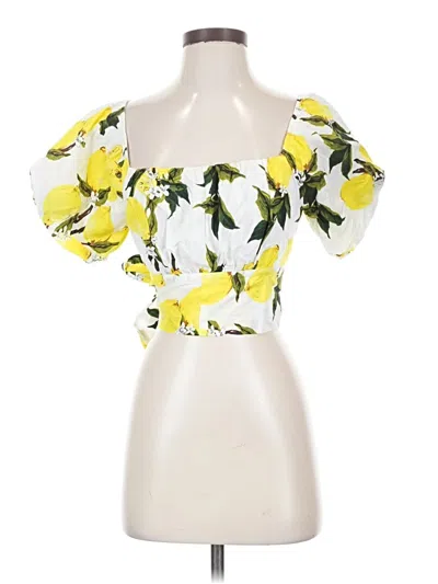 Pre-owned Chicwish Short Sleeve Blouse In Yellow