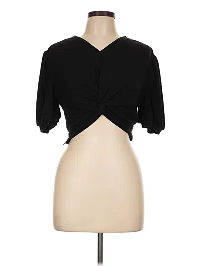 Pre-owned Chicwish Short Sleeve Top Black Plunge Neckline Tops