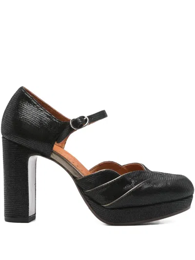 Chie Mihara 100m Metallic-trim Pumps In Black