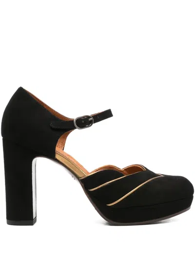 Chie Mihara 100mm Platform Gold-detail Sandals In Black
