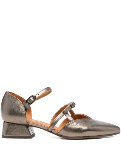 Chie Mihara 35mm Buckle-strap Pointed-toe Pumps In Silver
