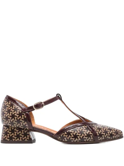 Chie Mihara 35mm Geometric-print T-bar Pumps In Red