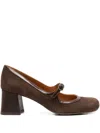 Chie Mihara 40mm Block-heel Buckled Pumps In Brown