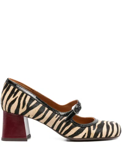 Chie Mihara 45mm Mumma Zebra Block-heel Pumps In Pink
