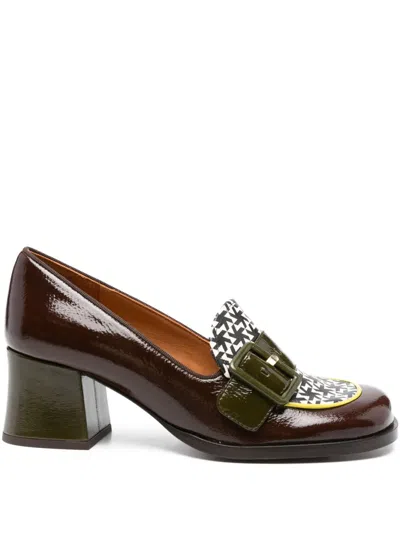 Chie Mihara 50mm Teisin Buckle-detail Geometric-pattern Pumps In Brown
