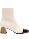 Chie Mihara 55mm Metallic-block Heel Cap-toe Ankle Boots In White