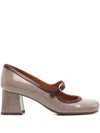 Chie Mihara 60mm Block-heel Leather Pumps In Gray