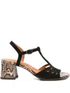 Chie Mihara 60mm Lareina Leather T-bar Block-heel Sandals In Black