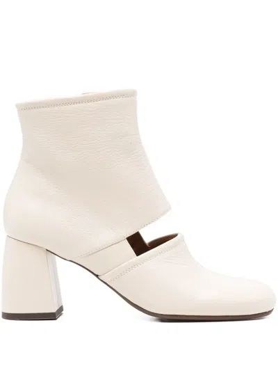 Chie Mihara 70mm Cut-out Block-heel Ankle Boots In Neutral
