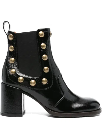 Chie Mihara 75mm Embellished Block-heel Ankle Boots In Black