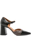 Chie Mihara 75mm Luer Crocodile-effect Block-heel Pumps In Black