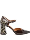 Chie Mihara 75mm Patterned-block Heel Pumps In Brown