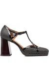 Chie Mihara 75mm T-strap Block-heel Pumps In Gray