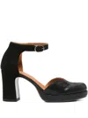 Chie Mihara 80mm Ankle-strap Block-heel Pumps In Black