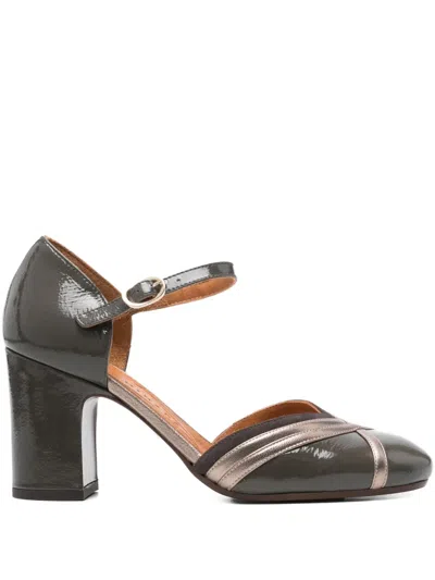 Chie Mihara 80mm Ankle-strap Block-heel Pumps In Gray
