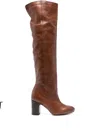 Chie Mihara 80mm Leather Knee-high Boots In Brown