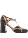 Chie Mihara 80mm Odessy T-strap Block-heel Pumps In Brown