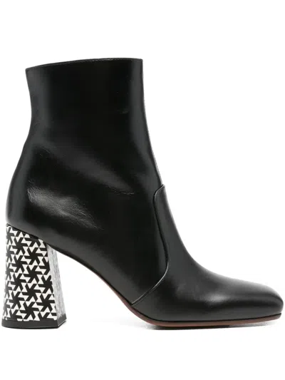 Chie Mihara 80mm Oysi Geometric-block Heel Ankle Boots In Black