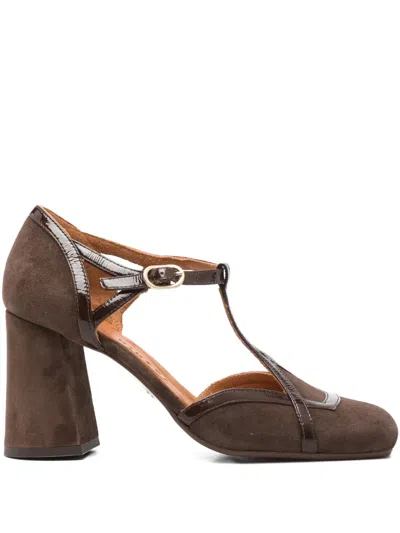 Chie Mihara 80mm T-bar Block-heel Pumps In Brown