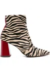 Chie Mihara 80mm Zebra-print Block-heel Ankle Boots