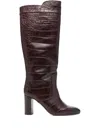 Chie Mihara 85mm Eybal Crocodile-effect Block-heel Boots In Red