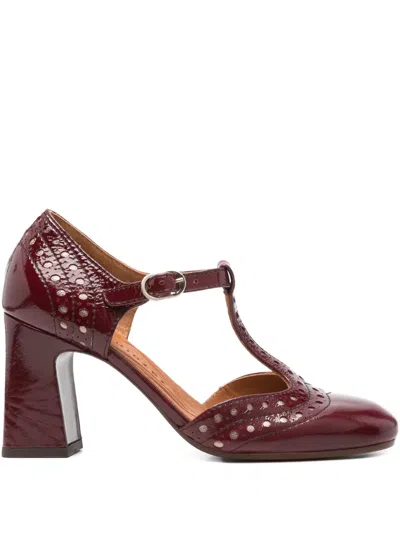 Chie Mihara 85mm Perforated T-bar Heeled Pumps In Red