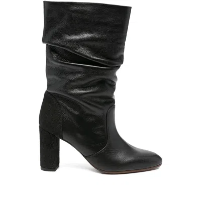 Chie Mihara 90mm Eychel Slouch Leather Boots In Black