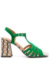 Chie Mihara Pesca Geometric-print Sandals In Green