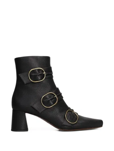 Chie Mihara Adila Triple-buckle Grained-leather Ankle Boots In Black