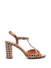 Chie Mihara Bejo T-strap Patterned Leather Sandals In Brown