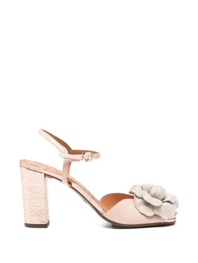 Chie Mihara Biuty Flower Block-heel Sandals In Pink