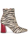 Chie Mihara 80mm Zebra-print Block-heel Ankle Boots In Multi